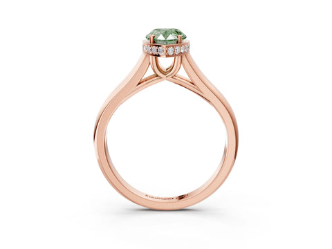 Rose gold Fancy Green Pear Cut Solitaire Diamond Engagement Ring with Four-Prong Setting and Tapered Band_3