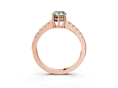 Rose gold Fancy Green Pear Cut Solitaire Diamond Engagement Ring with Pavé Band and Six-Prong Setting_15