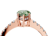 Rose gold Fancy Green Pear Cut Solitaire Diamond Engagement Ring with Pavé Band and Six-Prong Setting_16