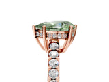 Rose gold Fancy Green Pear Cut Solitaire Diamond Engagement Ring with Pavé Band and Six-Prong Setting_17