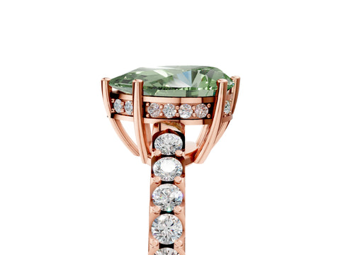 Rose gold Fancy Green Pear Cut Solitaire Diamond Engagement Ring with Pavé Band and Six-Prong Setting_17