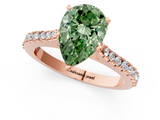 Rose gold Fancy Green Pear  Cut Solitaire Diamond Engagement Ring with Pave Band and Four-Prong Setting_160