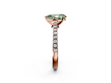 Rose gold Fancy Green Pear  Cut Solitaire Diamond Engagement Ring with Pave Band and Four-Prong Setting_161