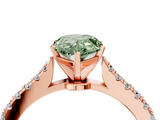 Rose gold Fancy Green Pear  Cut Solitaire Diamond Engagement Ring with Pave Band and Four-Prong Setting_163