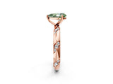 Rose gold Fancy Green Pear Cut Solitaire Diamond Engagement Ring with Twisted Pave Band and Four-Prong Setting_5