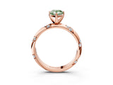Rose gold Fancy Green Pear Cut Solitaire Diamond Engagement Ring with Twisted Pave Band and Four-Prong Setting_6