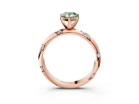 Rose gold Fancy Green Pear Cut Solitaire Diamond Engagement Ring with Twisted Pave Band and Four-Prong Setting_6