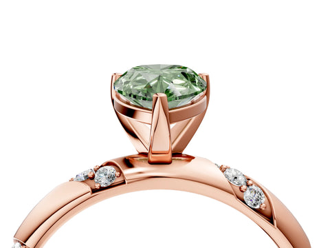 Rose gold Fancy Green Pear Cut Solitaire Diamond Engagement Ring with Twisted Pave Band and Four-Prong Setting_7