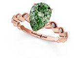 Rose gold Fancy Green Pear Cut Solitaire Diamond Ring with Infinity Twist Band and Four-Prong Setting_1