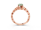 Rose gold Fancy Green Pear Cut Solitaire Diamond Ring with Infinity Twist Band and Four-Prong Setting_3