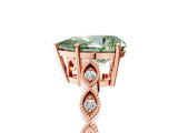 Rose gold Fancy Green Pear Cut Solitaire Diamond Ring with Infinity Twist Band and Four-Prong Setting_5