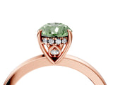 Rose gold Fancy Green Pear Cut Solitaire Diamond Ring with Prong Setting and Plain Band_4