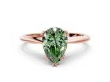 Rose gold Fancy Green Pear Cut Solitaire Diamond Ring with Six-Prong Setting and Classic Band_12