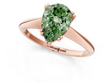 Rose gold Fancy Green Pear Cut Solitaire Diamond Ring with Six-Prong Setting and Classic Band_13