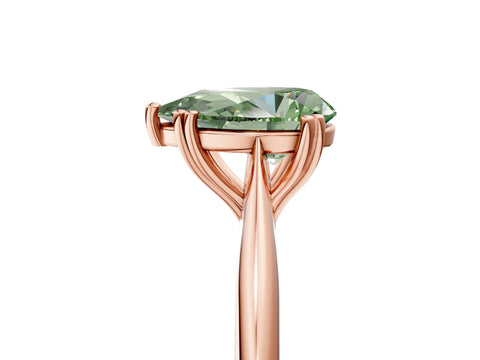 Rose gold Fancy Green Pear Cut Solitaire Diamond Ring with Six-Prong Setting and Classic Band_5