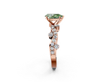 Rose gold Fancy Green Pear  Cut Solitaire Diamond Twisted Band with Pave Setting_47