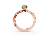 Rose gold Fancy Green Pear  Cut Solitaire Diamond Twisted Band with Pave Setting_48