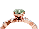Rose gold Fancy Green Pear  Cut Solitaire Diamond Twisted Band with Pave Setting_49
