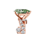 Rose gold Fancy Green Pear  Cut Solitaire Diamond Twisted Band with Pave Setting_50
