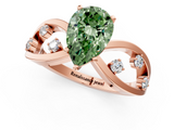 Rose gold Fancy Green Pear  Cut Solitaire Diamond with Side Stones on Criss-Cross Band and Four-Prong Setting_4