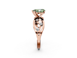 Rose gold Fancy Green Pear  Cut Solitaire Diamond with Side Stones on Criss-Cross Band and Four-Prong Setting_5