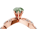 Rose gold Fancy Green Pear  Cut Solitaire Diamond with Side Stones on Criss-Cross Band and Four-Prong Setting_7