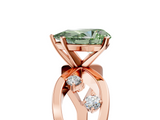 Rose gold Fancy Green Pear  Cut Solitaire Diamond with Side Stones on Criss-Cross Band and Four-Prong Setting_8