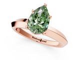 Rose gold Fancy Green Pear  Cut Solitaire Engagement Ring with Flat Band and Four-Prong Setting 1