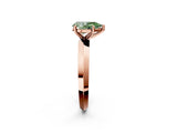 Rose gold Fancy Green Pear  Cut Solitaire Engagement Ring with Flat Band and Four-Prong Setting 2