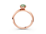 Rose gold Fancy Green Pear  Cut Solitaire Engagement Ring with Flat Band and Four-Prong Setting 3