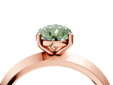 Rose gold Fancy Green Pear  Cut Solitaire Engagement Ring with Flat Band and Four-Prong Setting 4