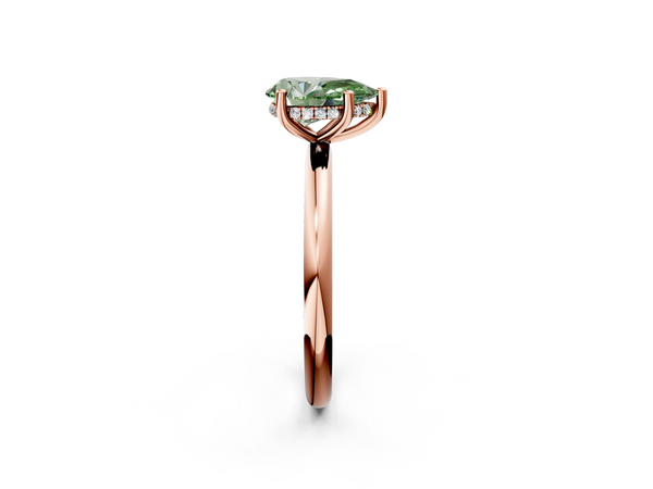 Rose gold Fancy Green Pear  Cut Solitaire Engagement Ring with Four-Prong Setting and Classic Band