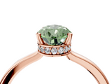 Rose gold Fancy Green Pear  Cut Solitaire Engagement Ring with Four-Prong Setting on a Classic Band_24
