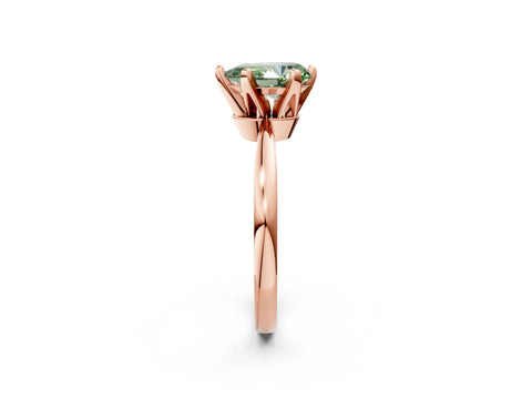 Rose gold Fancy Green Pear Cut Solitaire Engagement Ring with Six-Prong Setting and Tapered Band_2