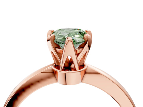 Rose gold Fancy Green Pear Cut Solitaire Engagement Ring with Six-Prong Setting and Tapered Band_4