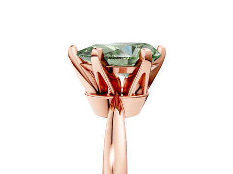 Rose gold Fancy Green Pear Cut Solitaire Engagement Ring with Six-Prong Setting and Tapered Band_5