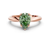 Rose gold Fancy Green Pear  Cut Solitaire Engagement Ring with Tapered Band and Four-Prong Setting 1