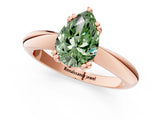 Rose gold Fancy Green Pear  Cut Solitaire Engagement Ring with Tapered Band and Four-Prong Setting 2