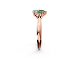 Rose gold Fancy Green Pear  Cut Solitaire Engagement Ring with Tapered Band and Four-Prong Setting 3