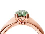 Rose gold Fancy Green Pear  Cut Solitaire Engagement Ring with Tapered Band and Four-Prong Setting 5