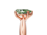 Rose gold Fancy Green Pear  Cut Solitaire Engagement Ring with Tapered Band and Four-Prong Setting