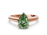 Rose gold Fancy Green Pear Cut Solitaire Engagement Ring with Tapered Band and Four-Prong Setting_3