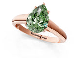 Rose gold Fancy Green Pear Cut Solitaire Engagement Ring with Tapered Band and Four-Prong Setting_4