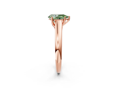 Rose gold Fancy Green Pear Cut Solitaire Engagement Ring with Tapered Band and Four-Prong Setting_5