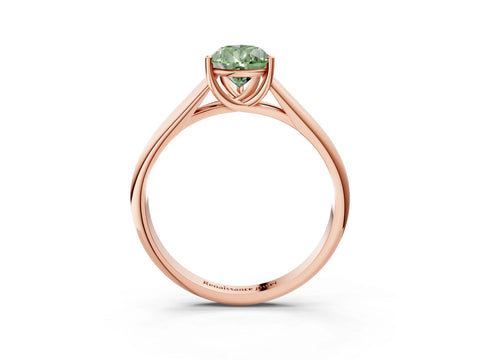 Rose gold Fancy Green Pear Cut Solitaire Engagement Ring with Tapered Band and Four-Prong Setting_6