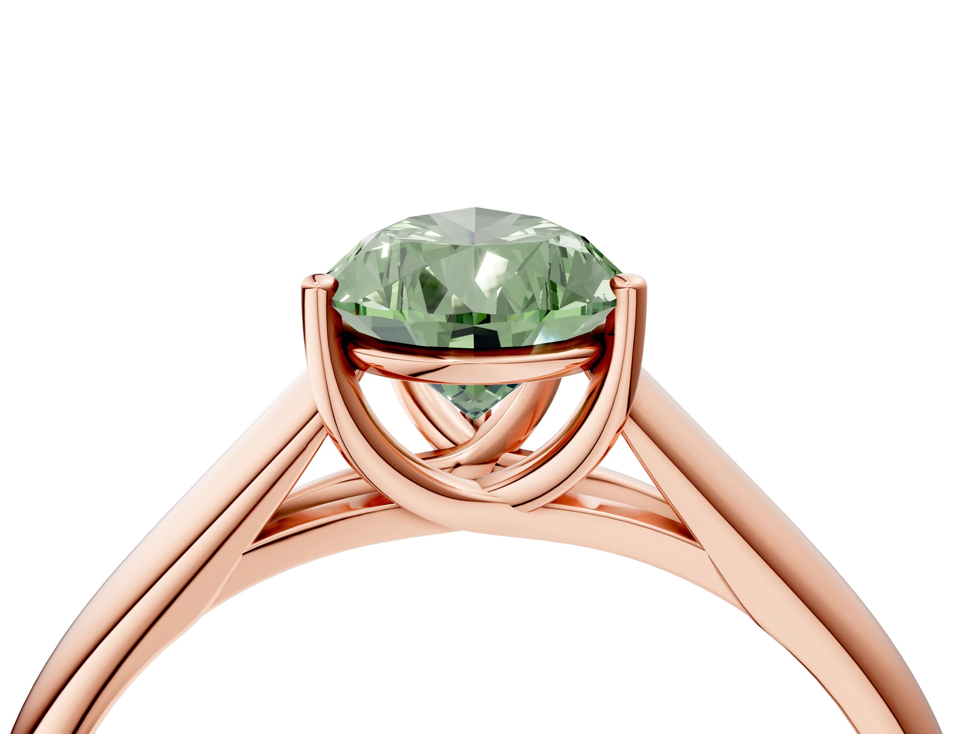 Rose gold Fancy Green Pear Cut Solitaire Engagement Ring with Tapered Band and Four-Prong Setting_7