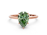 Rose gold Fancy Green Pear  Cut Solitaire Engagement Ring with Thin Band and Four-Prong Setting_3