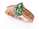 Rose gold Fancy Green Pear  Cut Solitaire Engraved Band with Four-Prong Setting_81