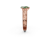 Rose gold Fancy Green Pear  Cut Solitaire Engraved Band with Four-Prong Setting_82