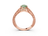Rose gold Fancy Green Pear  Cut Solitaire Engraved Band with Four-Prong Setting_83